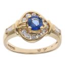 18ct Yellow Gold 0.40ct Brilliant Cut Diamond and Sapphire Cluster Ring