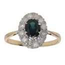 18ct Yellow Gold 0.35ct Brilliant Cut Diamond and Sapphire Cluster Ring