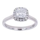 18ct White Gold 1.15ct Cushion and Brilliant Cut Lab Grown Diamond Cluster Ring