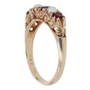 9ct Yellow Gold Pearl and Garnet Five Stone Ring