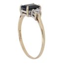9ct Yellow Gold Sapphire and Cubic Zirconia Three Stone Ring