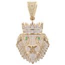 9ct Yellow Gold Cubic Zirconia Lion With Crown Pendant