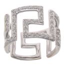 18ct White Gold 0.20ct Diamond Greek Key Ring