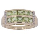 9ct Yellow Gold 0.04ct Diamond And Peridot Cluster Ring