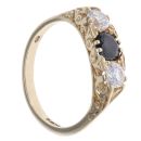 9ct Yellow Gold Cubic Zirconia and Sapphire Three Stone Ring