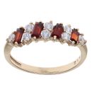 9ct Yellow Gold Cubic Zirconia and Garnet Cluster Ring