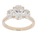 9ct Yellow Gold 3.00ct Oval Cut Lab Grown Diamond Trilogy Ring