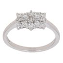 18ct White Gold 0.45ct Baguette And Brilliant Cut Diamond Cluster Ring