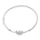Silver Cubic Zirconia Pave Heart Bangle