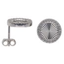 Silver Cubic Zirconia Diamond Cut Circle Stud Earrings By Icesia