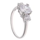 Silver Cubic Zirconia Three Stone Ring By Icesia