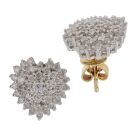 18ct Yellow Gold 1.00ct Brilliant Cut Diamond Heart Cluster Stud Earrings