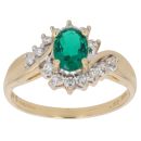 18ct Yellow Gold 0.23ct Brilliant Cut Diamond and Created Emerald Cluster Ring