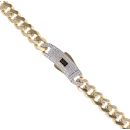 14ct Yellow Gold Monaco Curb Classic Pave Lock Chain 22"
