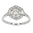 Platinum Diamond Deco Hexagonal Cluster Ring
