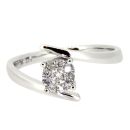9ct White Gold Diamond Cluster Twist Ring