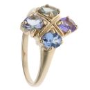 9ct Yellow Gold Multi Gemstone Cluster Ring