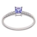 9ct White Gold 0.10ct Diamond and Tanzanite Single Stone Ring
