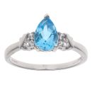 9ct White Gold Cubic Zirconia and Blue Topaz Ring