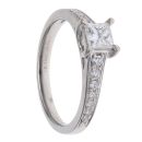Platinum 0.60ct Princess and Brilliant Cut Diamond Solitaire Ring