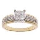 18ct Yellow Gold Princess Cut 0.50ct Diamond Cluster Ring