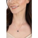Silver Platinum Plated Emerald Cut London Blue Topaz Lab Grown Diamond Pendant Necklace