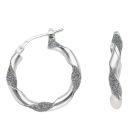 Silver Glitter Twist Hoop Earrings By Icesia