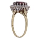 18ct Yellow Gold 0.15ct Diamond and Garnet Cluster Ring