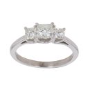 9ct White Gold 1.00ct Princess Cut Diamond Trilogy Ring