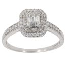 9ct White Gold 0.53ct Baguette And Brilliant Cut Diamond Cluster Ring