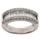 14ct White Gold 1.75ct Brilliant and Baguette Cut Three Row Ring