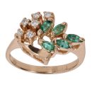 18ct Yellow Gold Emerald and Cubic Zirconia Ring