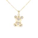 Children's 14ct Yellow And White Gold Cubic Zirconia Teddy Bear Pendant And Chain 18"