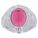 Silver Red Gemstone College Ring