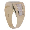 14ct Yellow and White Gold Patterned Signet Ring