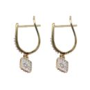 9ct Yellow Gold 0.50ct Brilliant Cut Diamond Cluster Drop Earrings