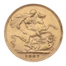 1907 Edward VII Large Head UK Full Sovereign Coin