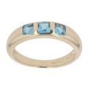 9ct Yellow Gold Blue Topaz Three Stone Ring