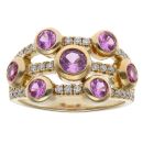9ct Yellow Gold 0.40ct Brilliant Cut Lab Grown Diamond and Pink Gemstone Fancy Ring