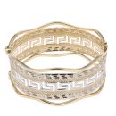 14ct Yellow and White Gold Patterned Greek Key Bangle