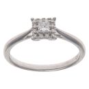 9ct White Gold 0.24ct Princess and Brilliant Cut Diamond Cluster Ring