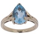 9ct Yellow Gold Blue Topaz Single Stone Ring