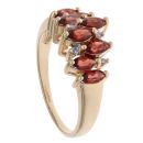 9ct Yellow Gold 0.05ct Diamond And Garnet Cluster Ring