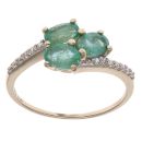 9ct Yellow Gold Emerald and Cubic Zirconia Three Stone Ring