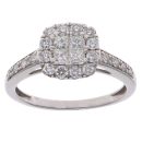 18ct White Gold 0.87ct Brilliant and Princess Cut Diamond Cluster Ring