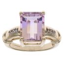 9ct Yellow Gold Amethyst and Cubic Zirconia Ring