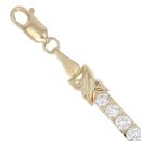 14ct Yellow Gold Cubic Zirconia Bar and Cross Bracelet 8"