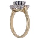 18ct Yellow Gold 0.08ct Diamond and Sapphire Cluster Ring