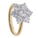18ct Yellow Gold 2.30ct Brilliant Cut Diamond Daisy Cluster Ring