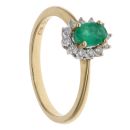 18ct Yellow Gold 0.16ct Diamond and Emerald Cluster Ring